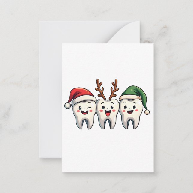 Cartão De Notas Dentista Fio Dental Natal Santa Árvore de Natal (Frente)
