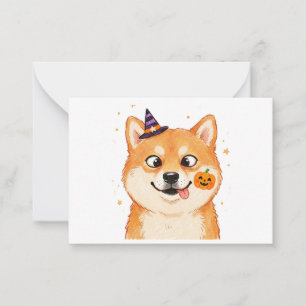 Cartão De Notas Derpy Shiba Inu Halloween Abóbora