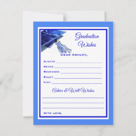 Cartão De Notas Desejos e conselhos do formando | Azul e branco