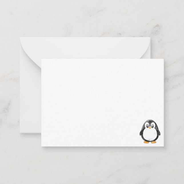 Cartão De Notas Desenho Animado de Pinguim Fofo Personalizável (Frente)
