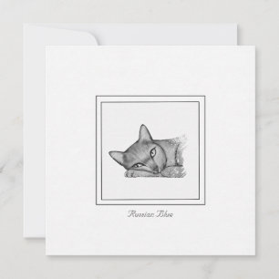 Cartão De Notas Desenho Contemporâneo de Gato Azul Russo