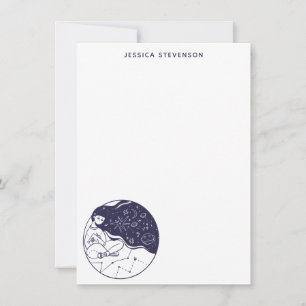 Cartão De Notas Desenho da Rapariga do Espaço Sonho Celestial Per