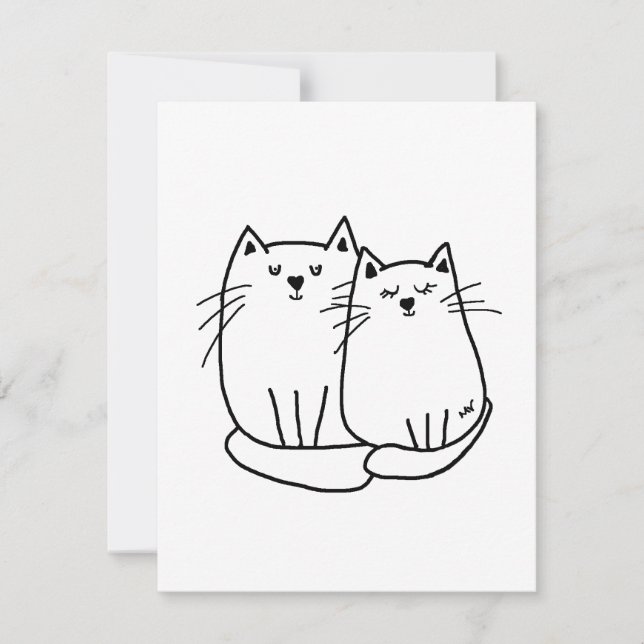 Cartão De Notas Desenho de dois gatos (Frente)