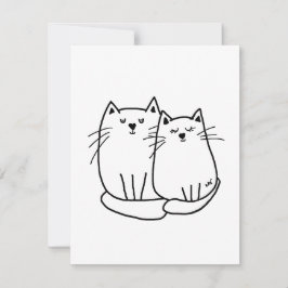 Cartão De Notas Desenho de dois gatos