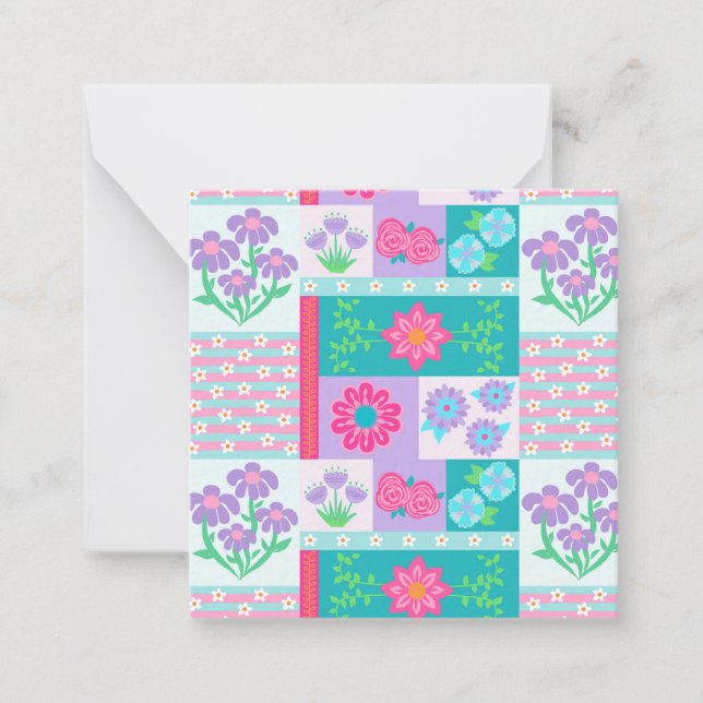 Cartão De Notas Desenho de Flores Vibrantes em Flor (Frente)