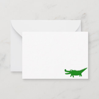 Cartão De Notas Desenho de jacaré fofo em branco
