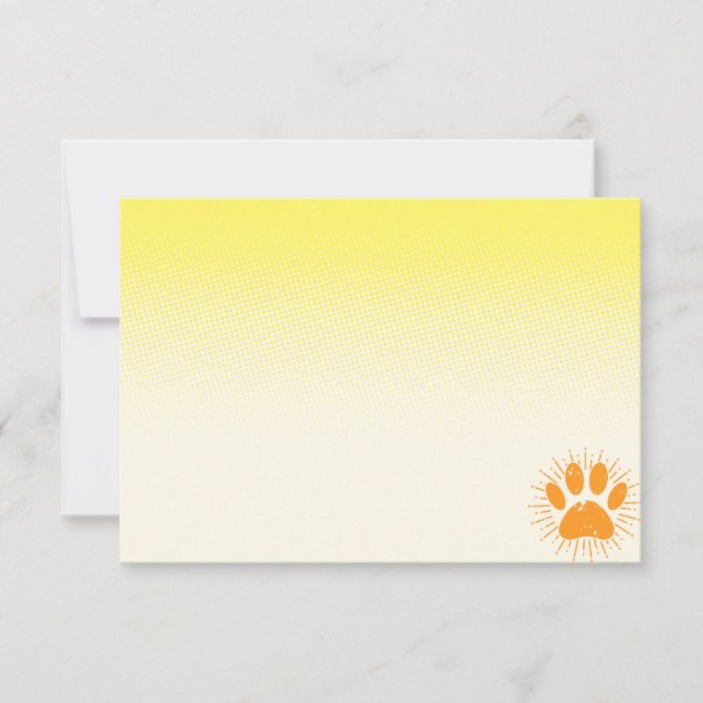 Cartão De Notas Desenho de Pata de Cachorro com Raio de Sol Angust (Frente)