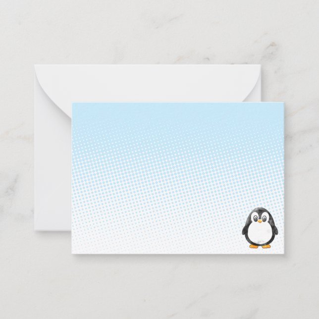 Cartão De Notas Desenho de pinguim fofo em branco personalizado (Frente)