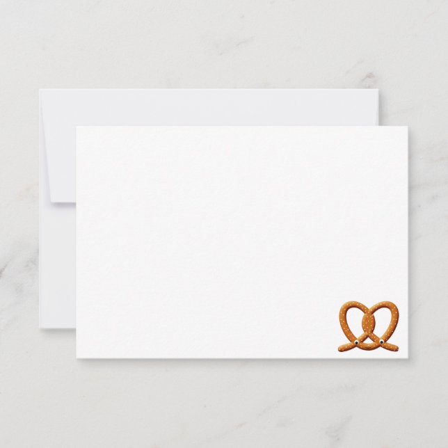 Cartão De Notas Desenho de Pretzel Fofo em Branco (Frente)