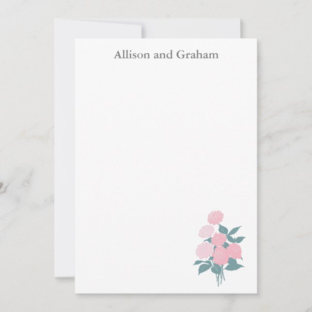 Cartão De Notas Desenho do Buquê da Flor Rosa Personalizado (Frente)