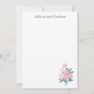 Cartão De Notas Desenho do Buquê da Flor Rosa Personalizado