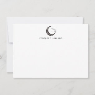 Cartão De Notas Desenho Minimalista Botânico da Lua Personalizado