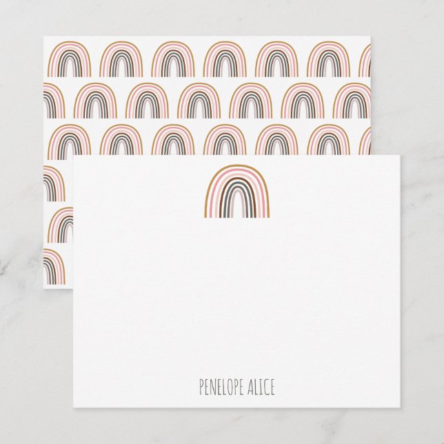 Cartão De Notas Desenho Mínimo Boho Arco-Íris Personalizado (Frente/Verso)