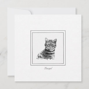 Cartão De Notas Desenho preto e branco de gato de bengala