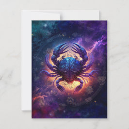 Cartão De Notas Design de Aquarela com Sinal Zodiac do cancer