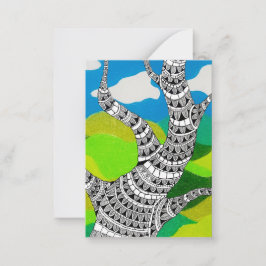 Cartão De Notas Design de Árvore Flexível Nuvens Paisagem Gramada