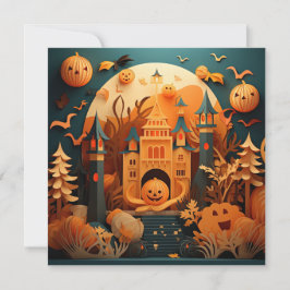 Cartão De Notas Design de Efeito 3D da Cena de Halloween Bonita