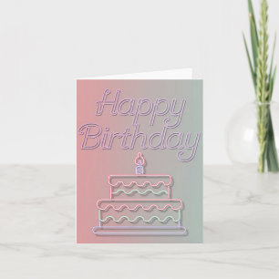 Cartão De Notas Design de Letreiro de Neon Feliz Aniversário