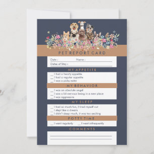Cartão De Notas Design de Relatório de Pet Marrom Azul-Marinho