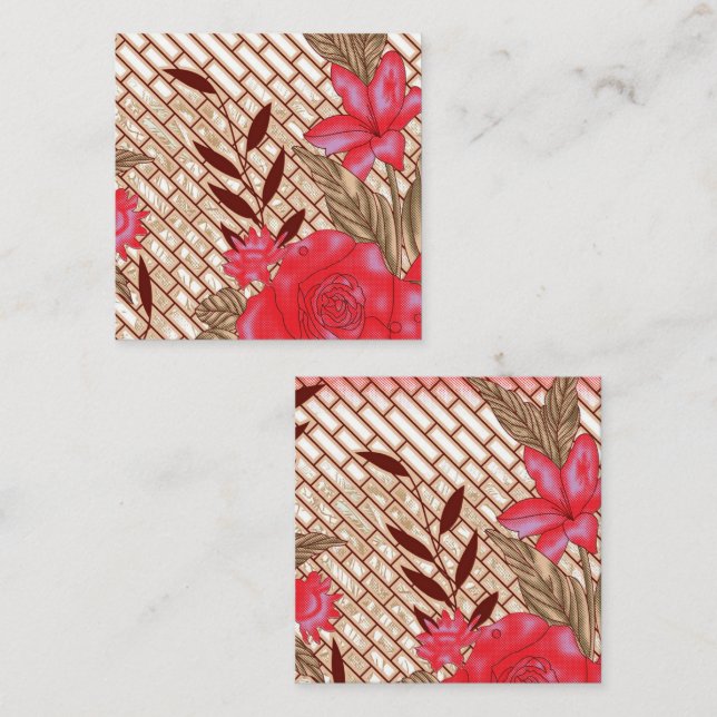 Cartão De Notas Design de tecido de intricato com padrões florais (Frente/Verso)
