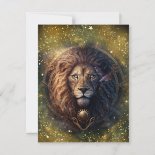 Cartão De Notas Design em Aquarela do Signo de Leão