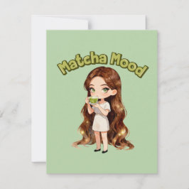 Cartão De Notas Design Estético do Humor do Matcha Vibrações de Ch