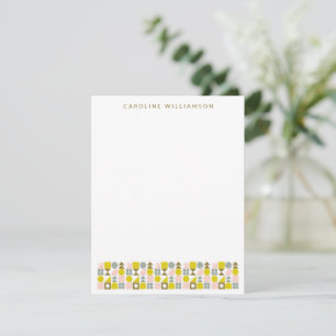 Cartão De Notas Design Geométrico Cor-de-Rosa e Amarelo Personaliz