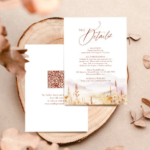 Cartão De Notas Detalhes do código QR de Flor Silvestre em Aquarel