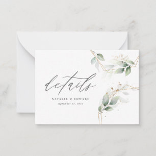 Cartão De Notas detalhes geométricos de casamento do eucalipto orç