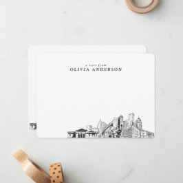 Cartão De Notas Detroit Skyline Sketch - Placas de Nota Personaliz