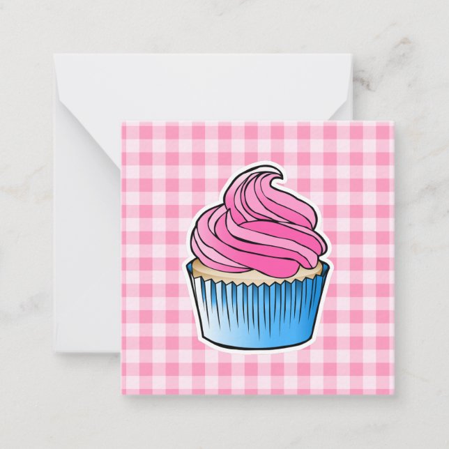 Cartão De Notas Dia de as mães do Cupcake rosa (Frente)