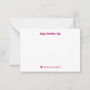 Cartão De Notas Dia de os namorados Cor-de-rosa com Arco Cupido