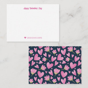 Cartão De Notas Dia de os namorados de Padrão de Coração Floral Co