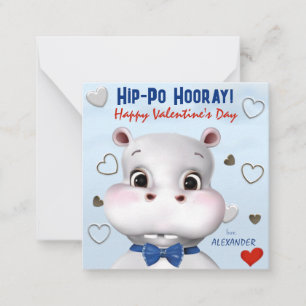 Cartão De Notas Dia de os namorados de Sala de Aula Azul do Hippo