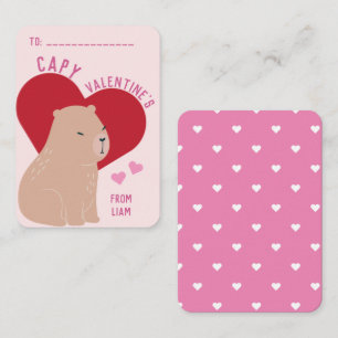 Cartão De Notas Dia de os namorados de sala de aula Capybara Capy