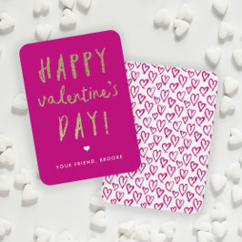 Cartão De Notas Dia do Namorados Feliz da Sala de Aula Dourada