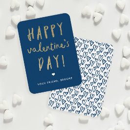 Cartão De Notas Dia do Namorados Feliz da Sala de Aula Dourada