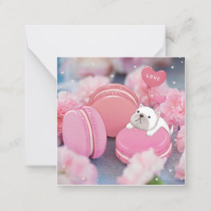 Cartão De Notas Dia dos Namorados: Bulldog Francês, Macarons e Flo