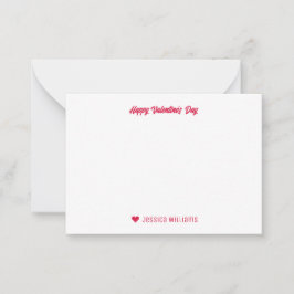 Cartão De Notas Dia dos Namorados com Coração em Padrão Minimalist