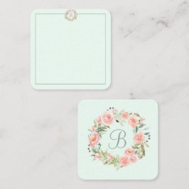 Cartão De Notas Diário de Flor de Rosa Pastel Monogramada com Coro