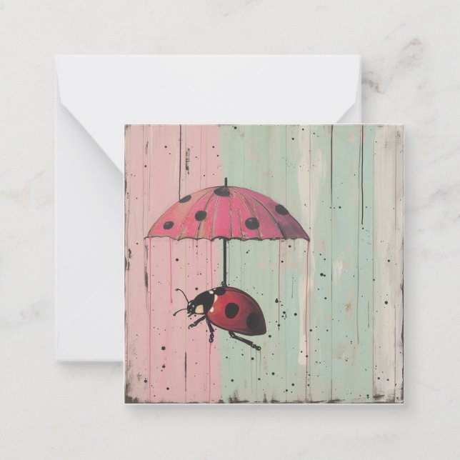 Cartão De Notas Diário Oasis: Tranquilidade com Quirky Ladybugs (Frente)