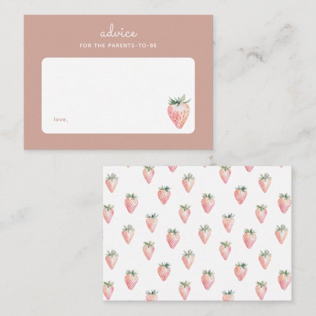 Cartão De Notas Dicas de Educação com Morango em Aquarela Rosa (Frente/Verso)