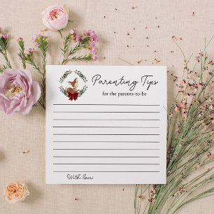 Cartão De Notas Dicas dos pais do Chá de fraldas de inverno verde