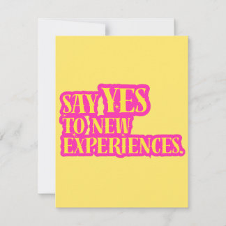 Cartão De Notas Diga Sim a Novas Experiências Texto Vibrante e Neg