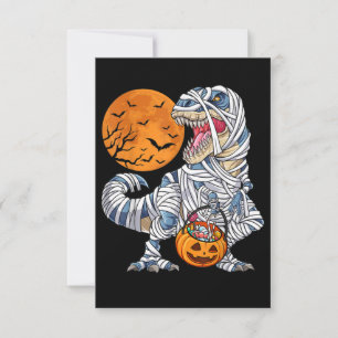 Cartão De Notas Dino T rex Múmia Abóbora de Halloween
