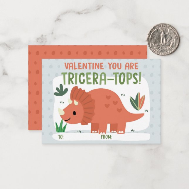 Cartão De Notas Dinosaur Classroom Valentine's Day Card (Frente/Verso In Situ)