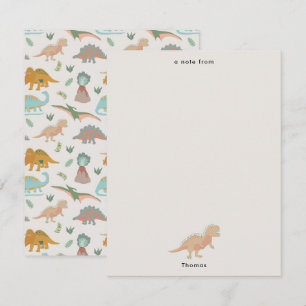 Cartão De Notas Dinossauros Desenho Manual Boho Personalizado Infa