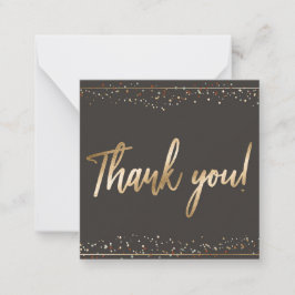 Cartão De Notas Diversão Confetti Faux Gold Foil Script Obrigado