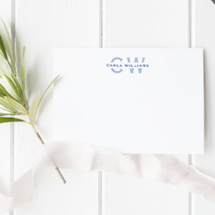 Cartão De Notas Dividir Monograma elegante nota formal de azul