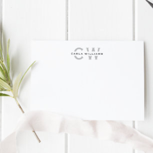 Cartão De Notas Dividir nota formal elegante do Monograma de cinza